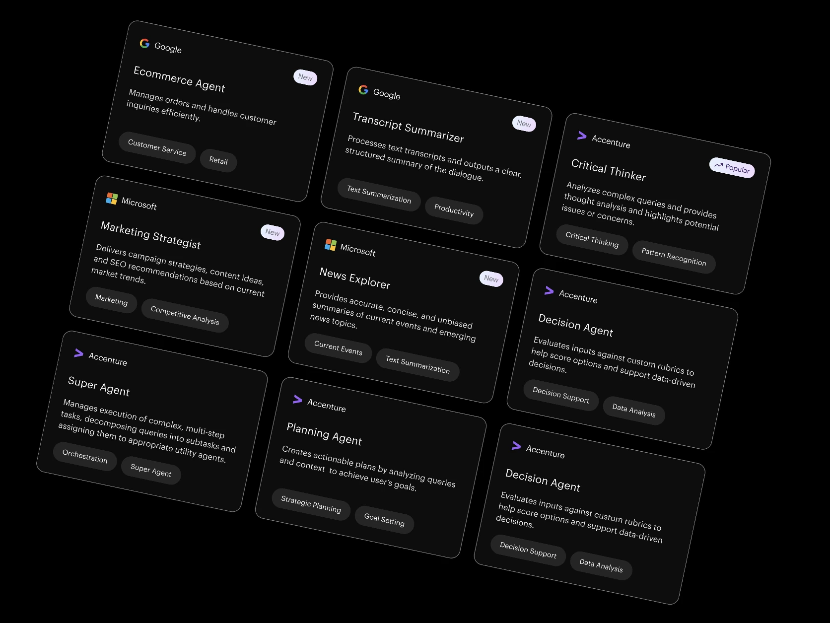 Agent cards across providers